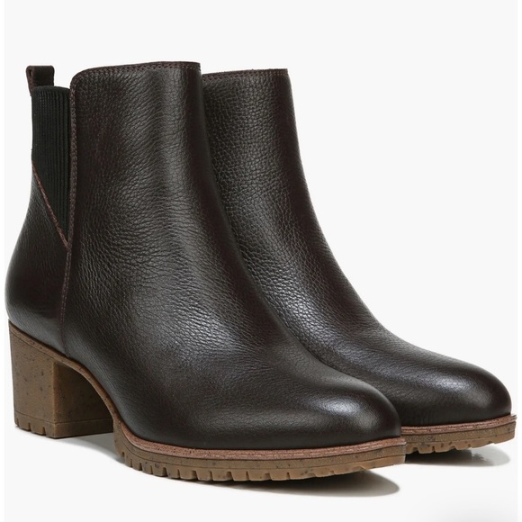 Dr. Scholls Shoes Women Leather Lively Waterproof Bootie Block Heel Size 9.5 New - Picture 1 of 8